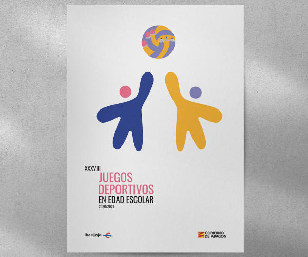 cartel juegos deportivos personas jugando balón voley