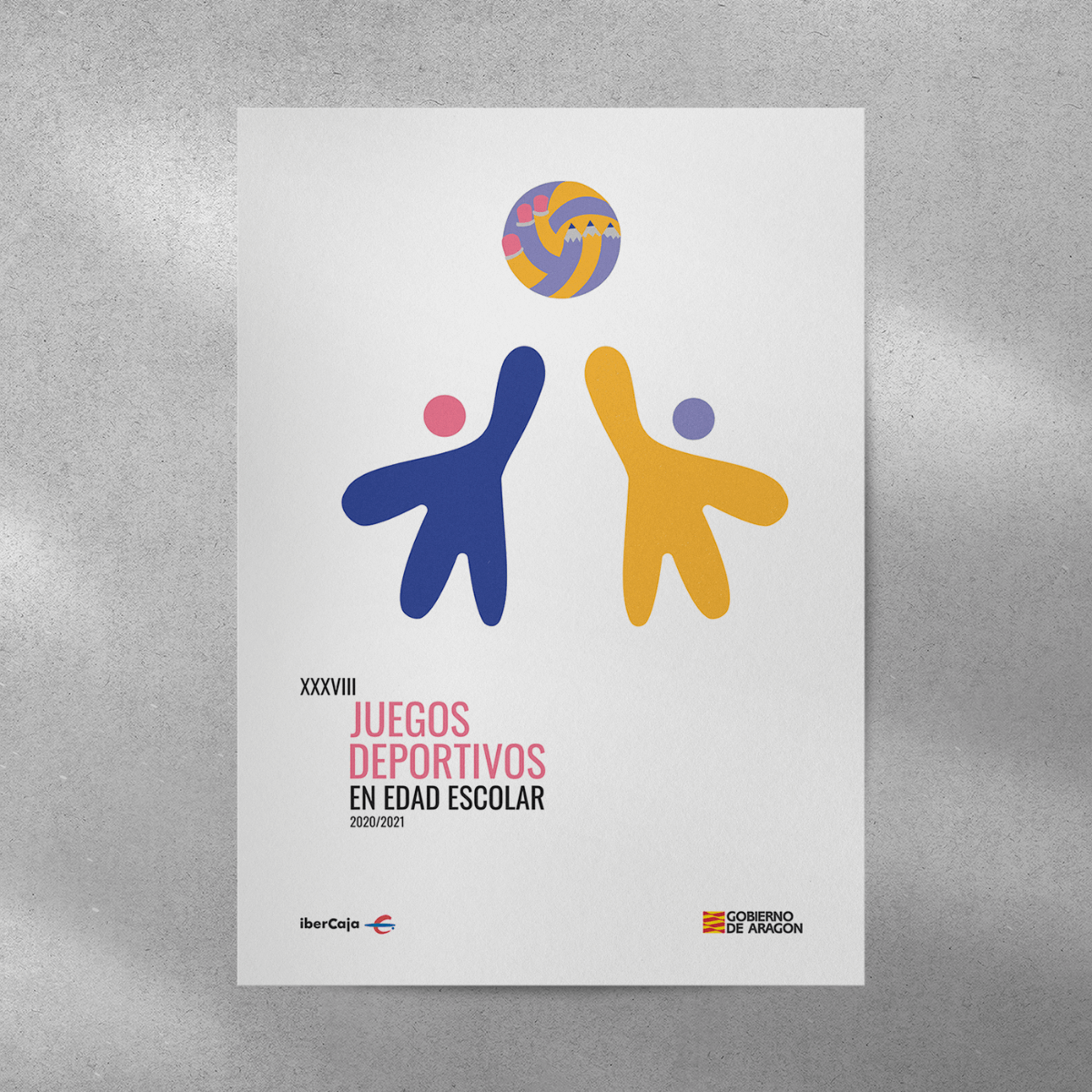 cartel juegos deportivos personas jugando balón voley